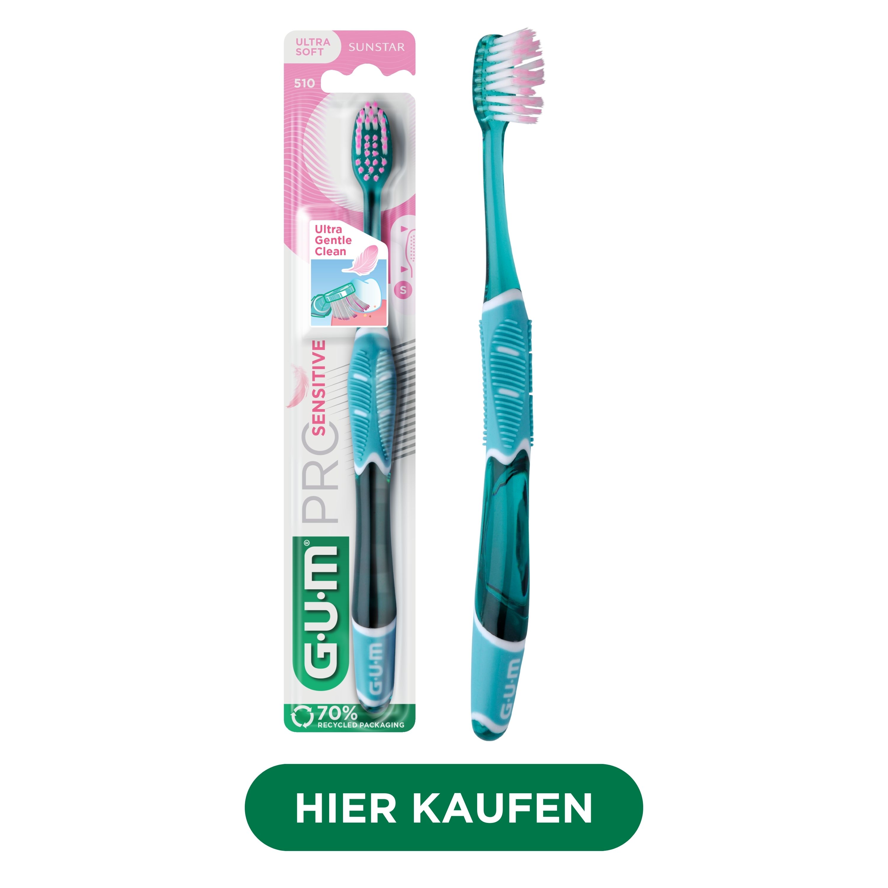 FR_IT_DE_Product catalogue hub images_with-badge_120625 - 510BTM-GUM-PRO-SENSITIVE-TOOTHBRUSH-TURQUOISE-hero-image