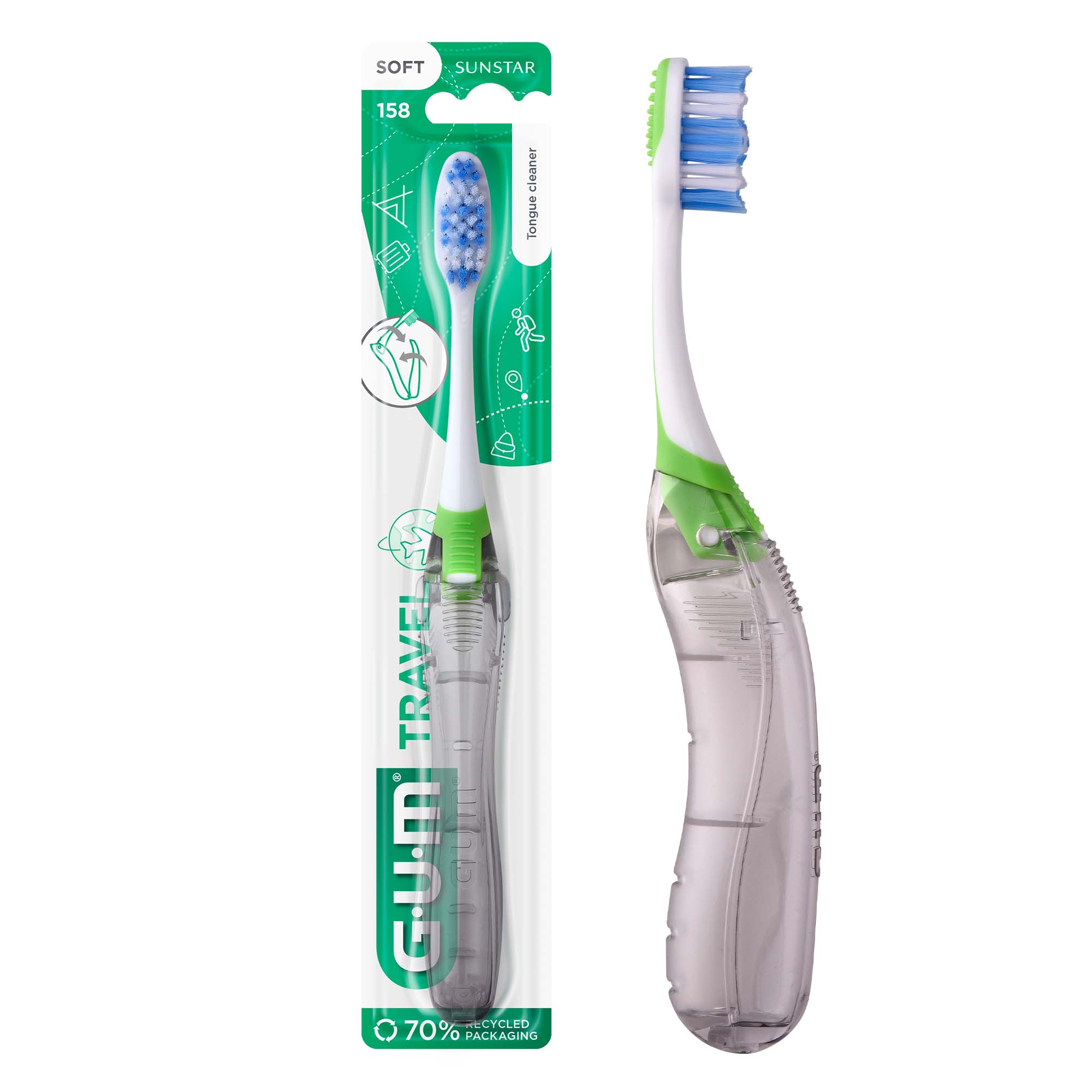 Cepillo de dientes GUM® TRAVEL - Plegable para llevarlo fácilmente fuera de casa.
