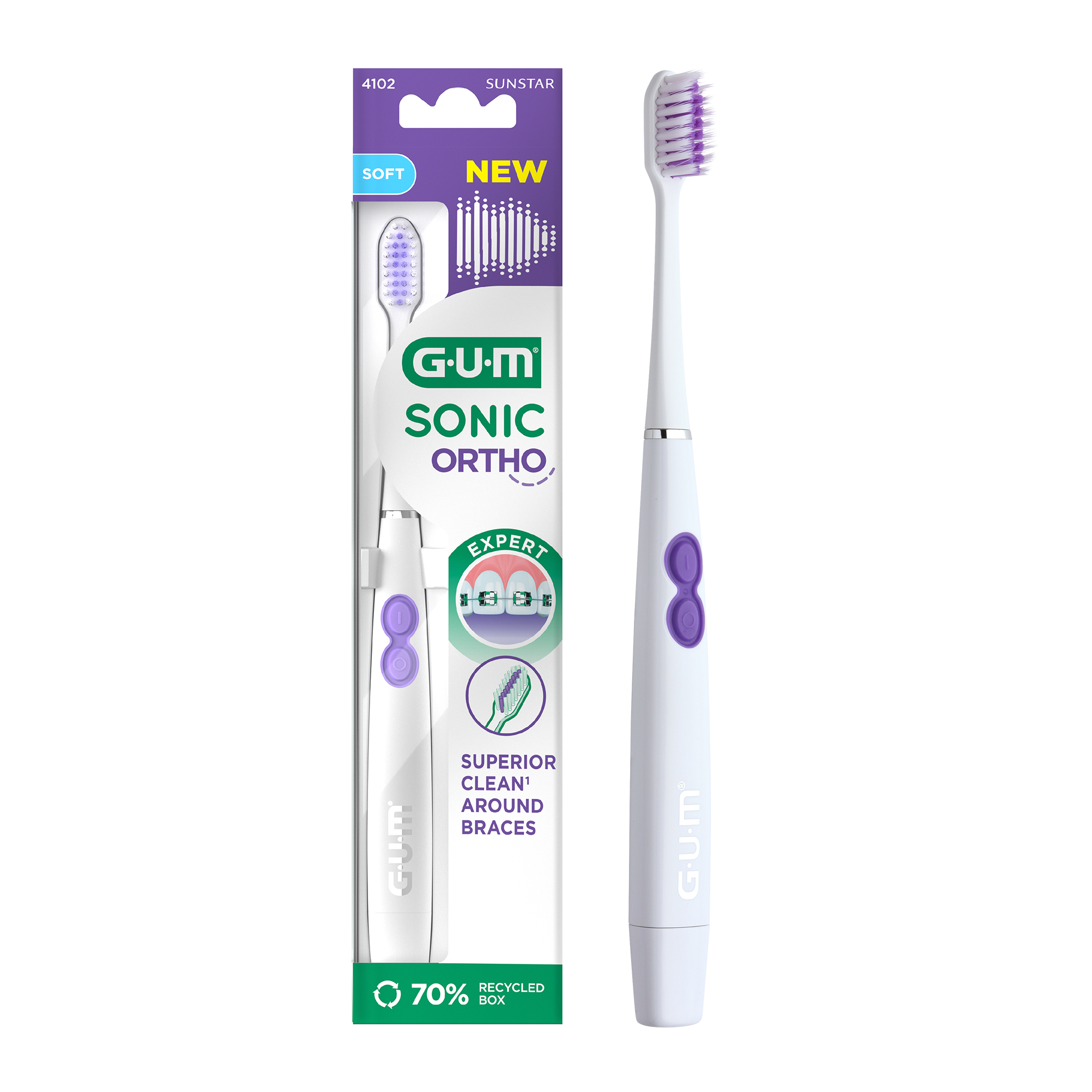 GUM SONIC ORTHO paristokäyttöinen hammasharja