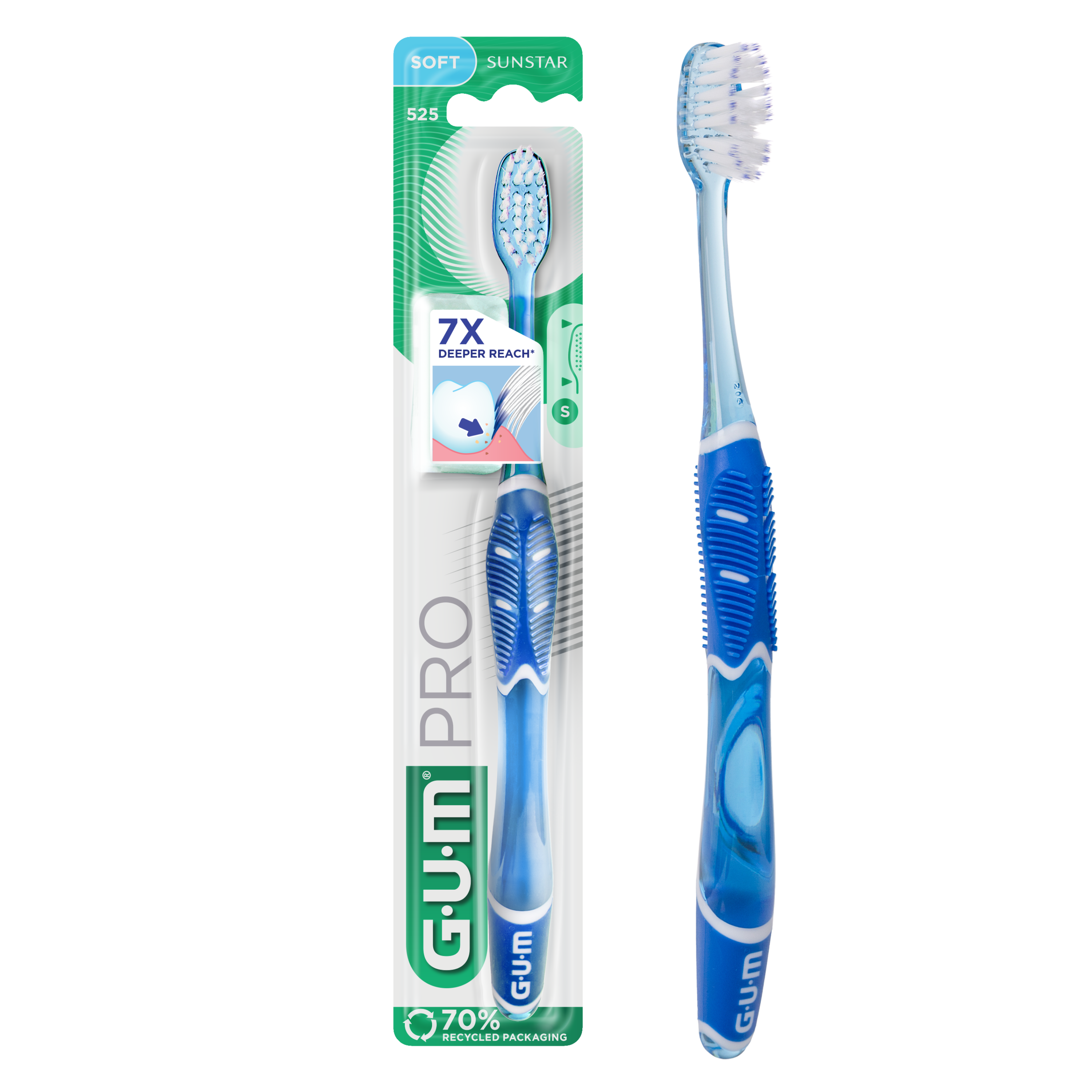 מברשת שיניים רכה GUM PRO כחולה קומפקטית