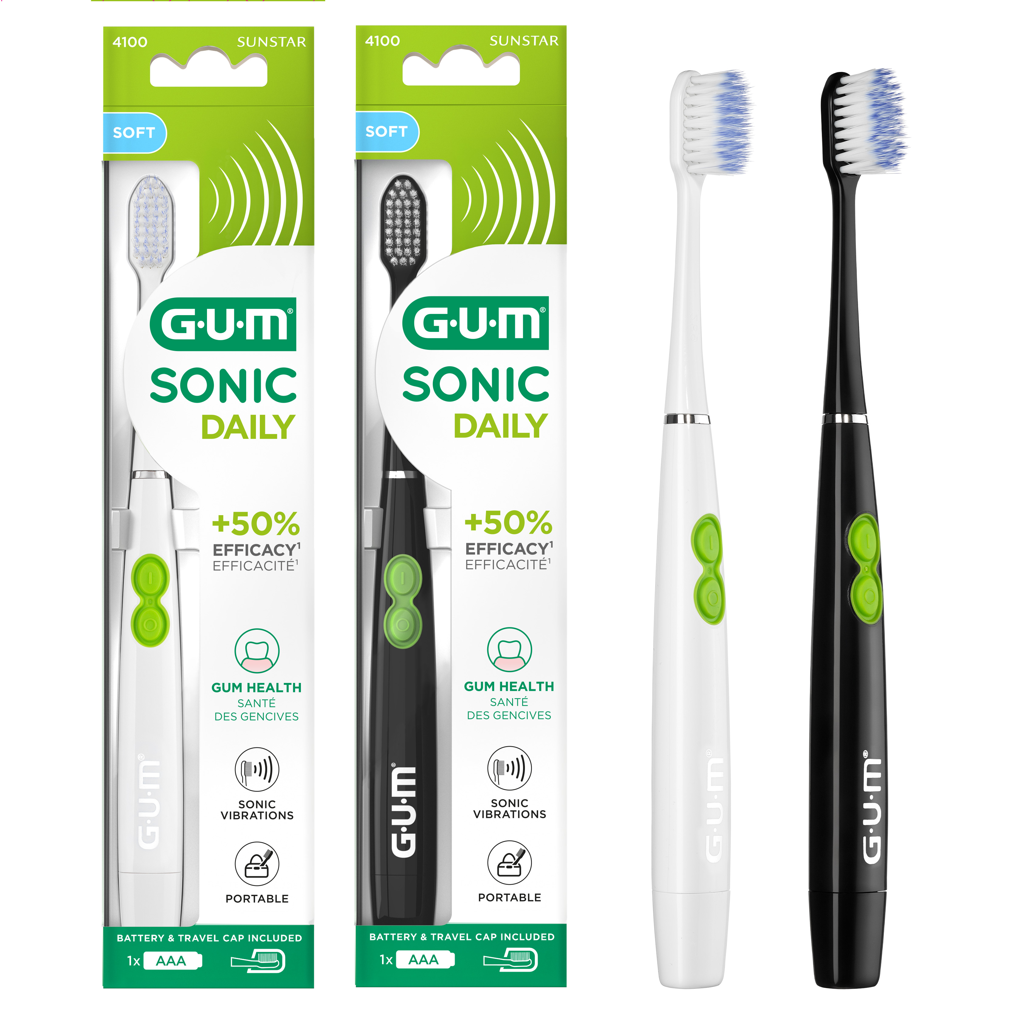 Spazzolino elettrico a batteria GUM SONIC DAILY bianco
