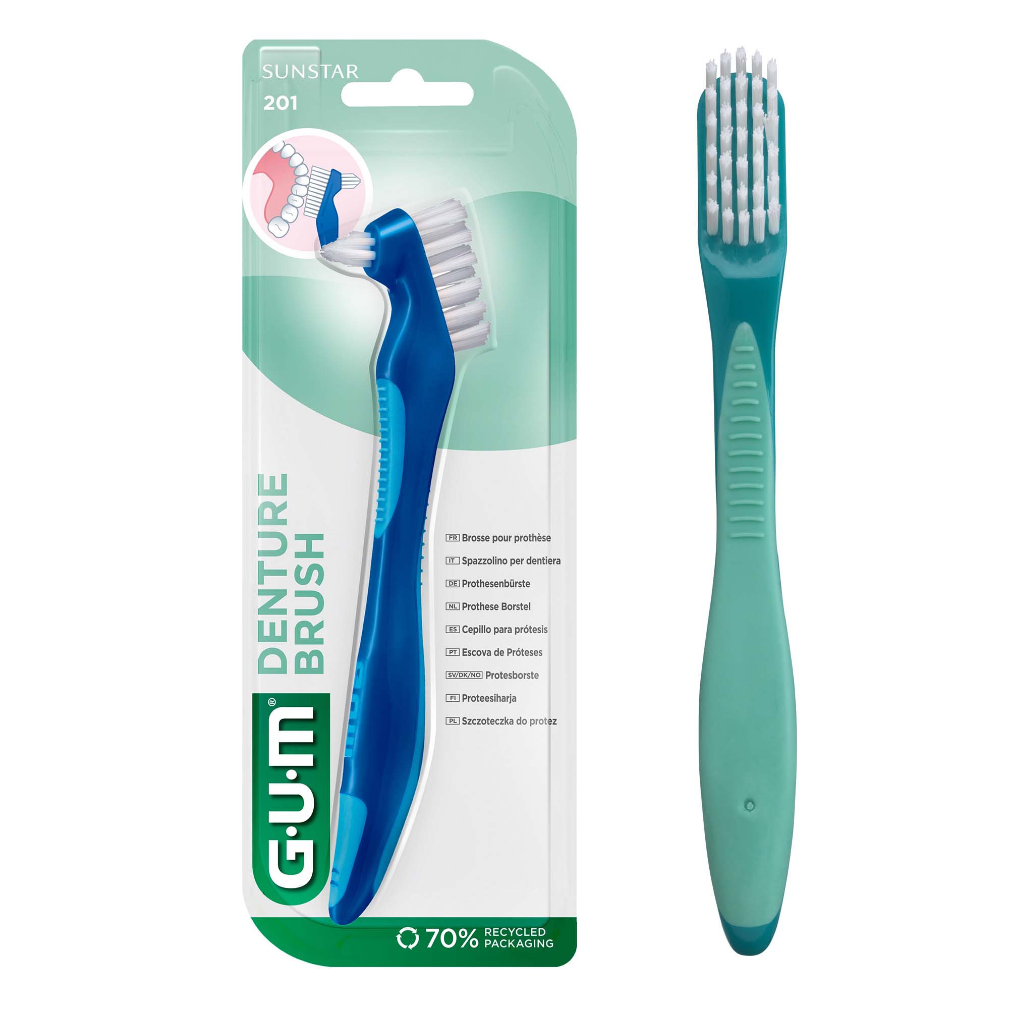 GUM Denture Brush with Ergonomic Handle