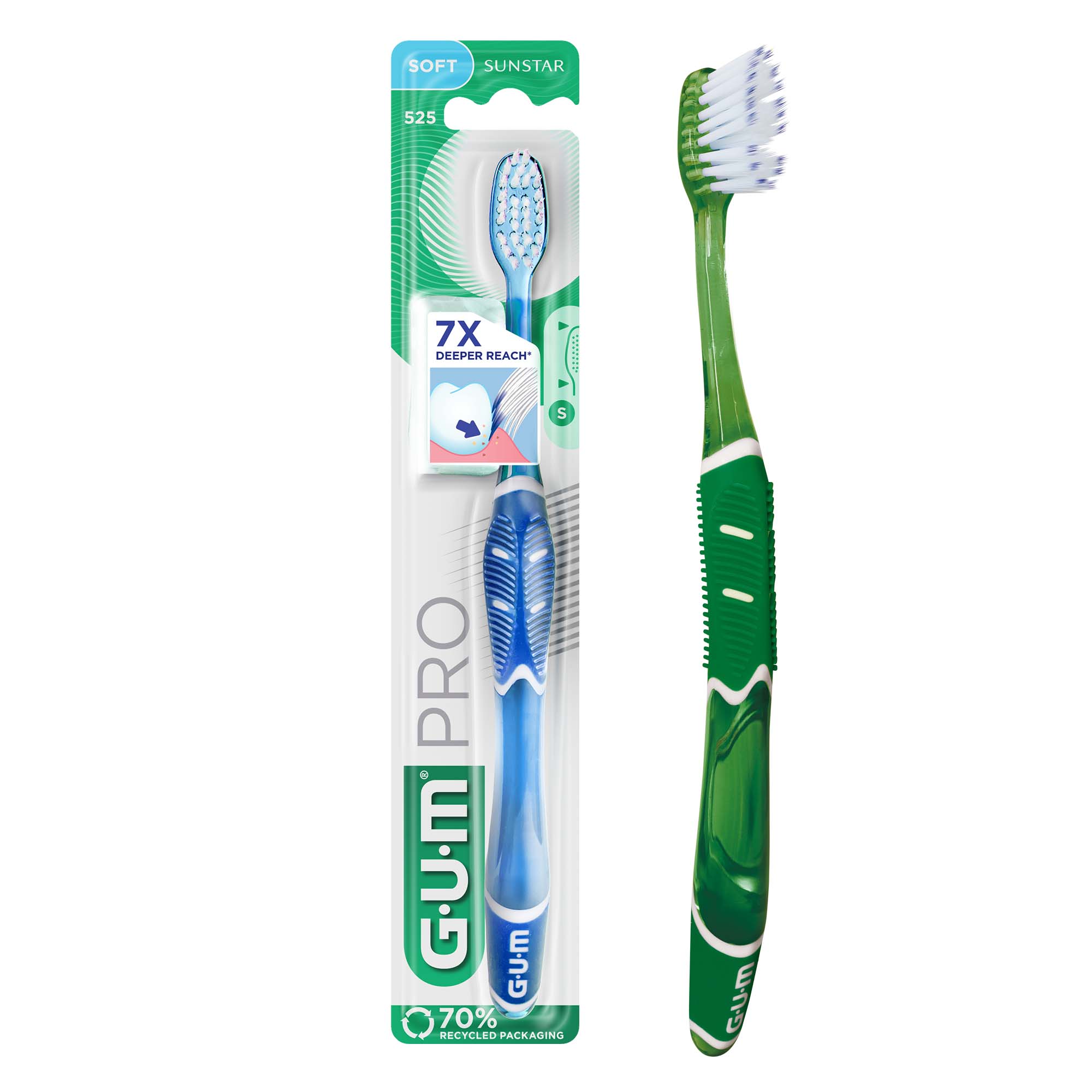 GUM Pro Toothbrush 525 Soft with 7X Deeper Reach